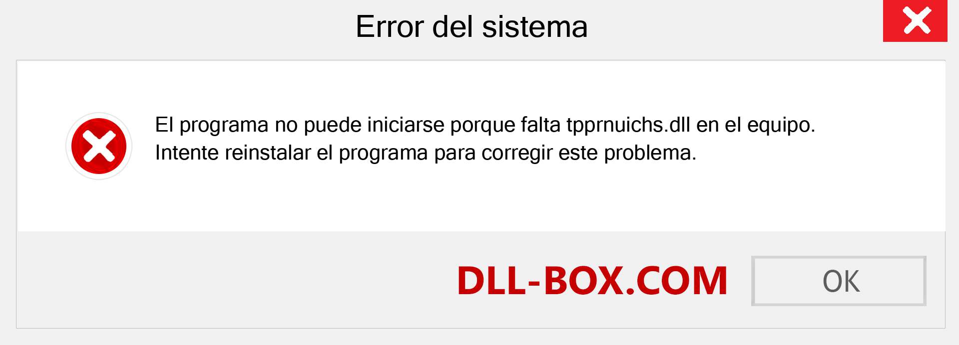 ¿Falta el archivo tpprnuichs.dll ?. Descargar para Windows 7, 8, 10 - Corregir tpprnuichs dll Missing Error en Windows, fotos, imágenes