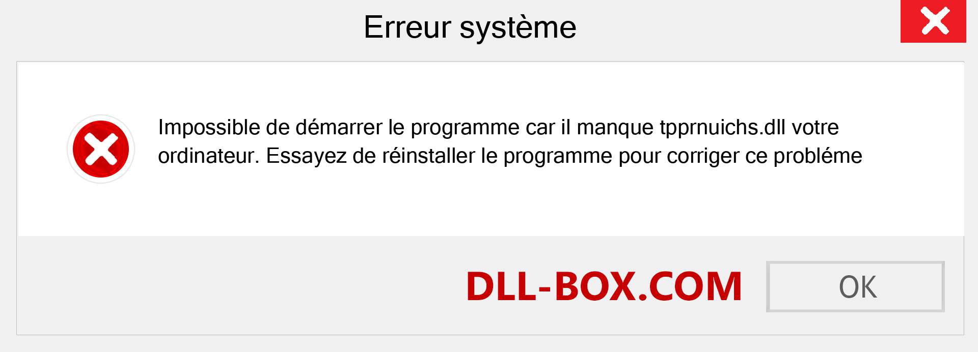 Le fichier tpprnuichs.dll est manquant ?. Télécharger pour Windows 7, 8, 10 - Correction de l'erreur manquante tpprnuichs dll sur Windows, photos, images